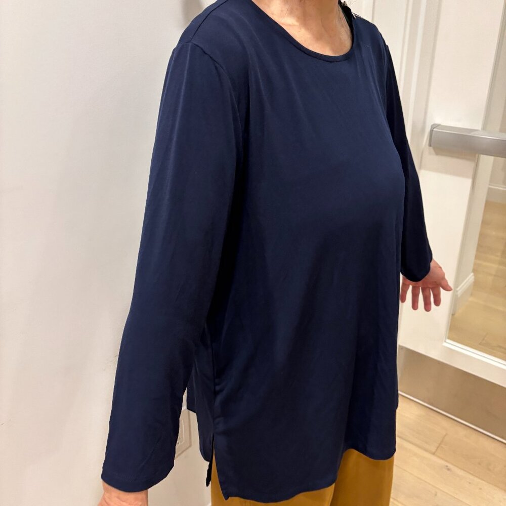 Navy blue Susan Graver Every Day tunic, shoulder zip XL, 🎁 Sale 2/$40, 3/$48 🎁